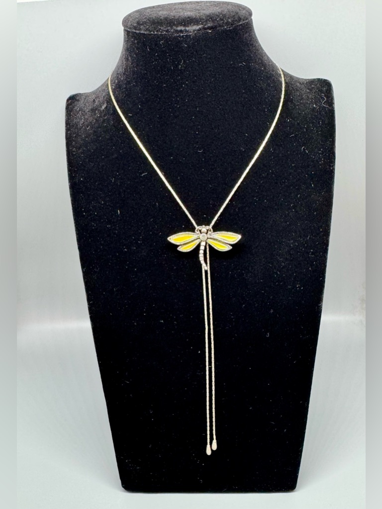 1928 Vintage Dragonfly Pendant Lariat Necklace 20$